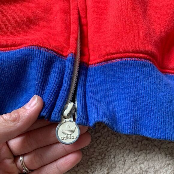 VTG Adidas Philadelphia Sixers Stitched Red Blue Zip Up Sweatshirt Jacket Size L - Picture 6 of 9